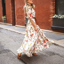 the ROSE GARDEN - Spring/Autumn Vintage Flower Floral Print Maxi Dress, Office Lady Fashion Elegant Long Sleeve O-Neck Dresses for Women