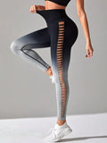 the GRADIENT LEGGINGS - High Waist Side Mesh Yoga Leggings Women's Running Fitness Hip Tight Sports Yoga Pants