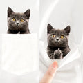 the POCKET CAT - Cat Middle Finger Casual Pocket Cotton T-Shirts