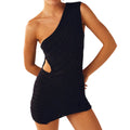 the DARLA - Sexy Sleeveless One-Shoulder See-Through Skinny Mini Dress