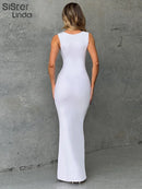 the MELONIA - Sexy Camisole Low Cut Sleeveless Ankle Long Dress