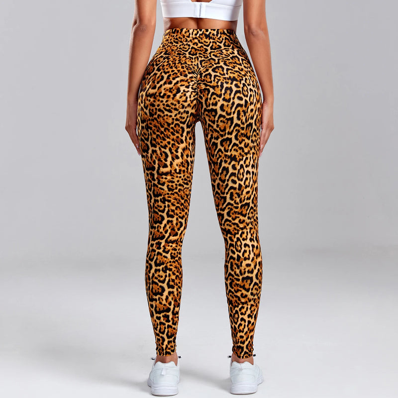 the LEOPARD LEGGINGS - Leopard Print Leggings Fitness Women High Waist Sexy Yoga Pants Scrunch Butt Booty Leggings