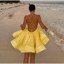 the BEACH BARBIE - Beach Backless Short Puffy Sling Dress, Women Sexy Lace Up Sleeveless A-Line Dresses, Summer Lady Vacation Seaside Solid Dress