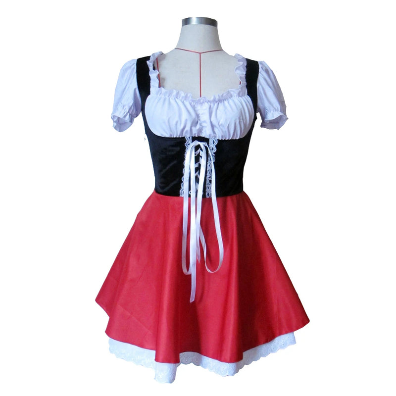 the LITTLE RED - Halloween Costumes for Women Cosplay Little Red Riding Hooded Dress