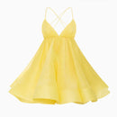 the BEACH BARBIE - Beach Backless Short Puffy Sling Dress, Women Sexy Lace Up Sleeveless A-Line Dresses, Summer Lady Vacation Seaside Solid Dress