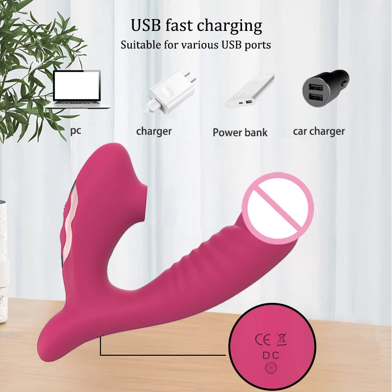 the ORAL PLEASURE - Sucking Vibration 2-in-1 Vibrator 10-Speed Oral Sex 10-Speed Vibration Clitoris Stimulation Vaginal Massage Female Sex Toy