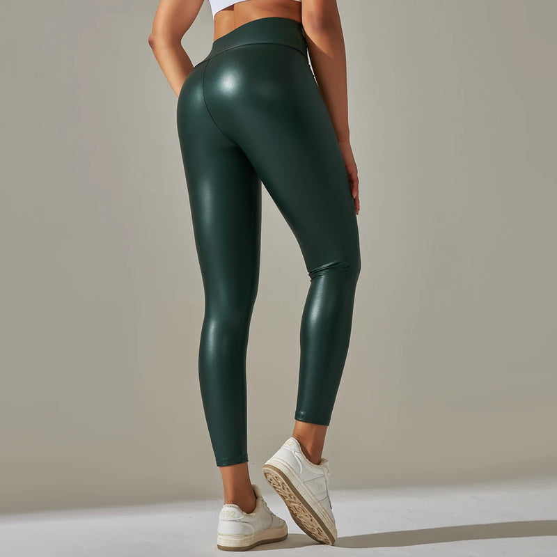 the PLEATHER LEGGINGS - PU Leather Pants Yoga Leggings for External Wear High Waist Leather Sexy Leggings Trousers Women's Stretch Pantalon