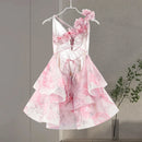 the FRENCH GIRL - Chic Floral Printed Mini Dress Backless Sleeveless Hem Stacking Dresses Sweet A-Line Party Club Clothing