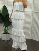 the SIMPLY CHIC - Women Fashion Bandeau Shirred Ruffle Hem Layered Dress