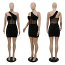 the NICKI - Sexy Slim See-Through Mesh Sequin Glitter Party Dress