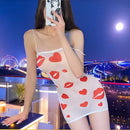 the KISSING BOOTH - Erotic Lingerie Sexy Lip Pattern Bow Strap Tight Wrap Hip Skirt Casual Dress Woman Underwear