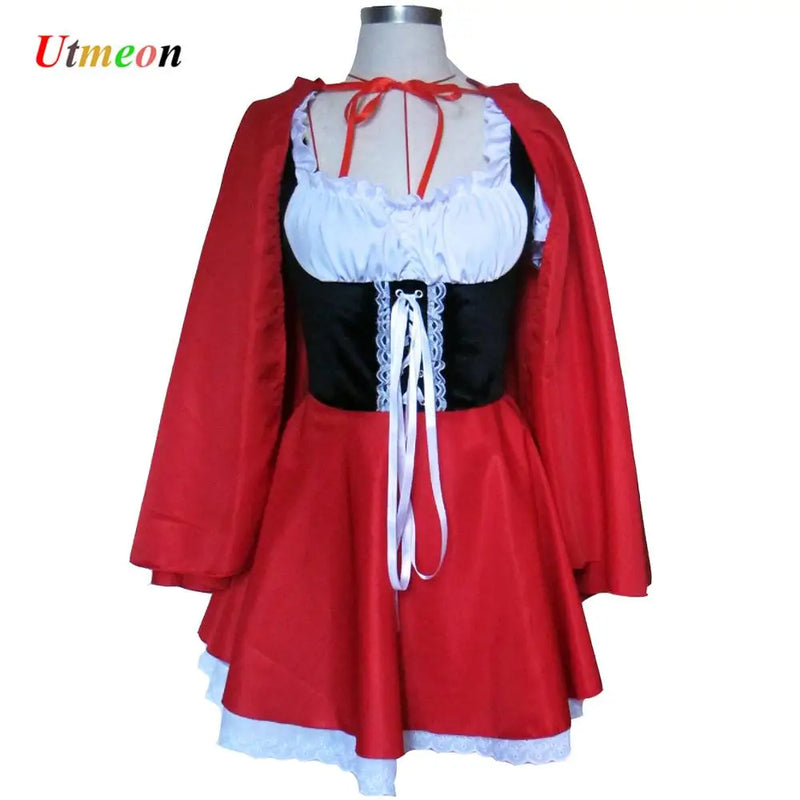 the LITTLE RED - Halloween Costumes for Women Cosplay Little Red Riding Hooded Dress