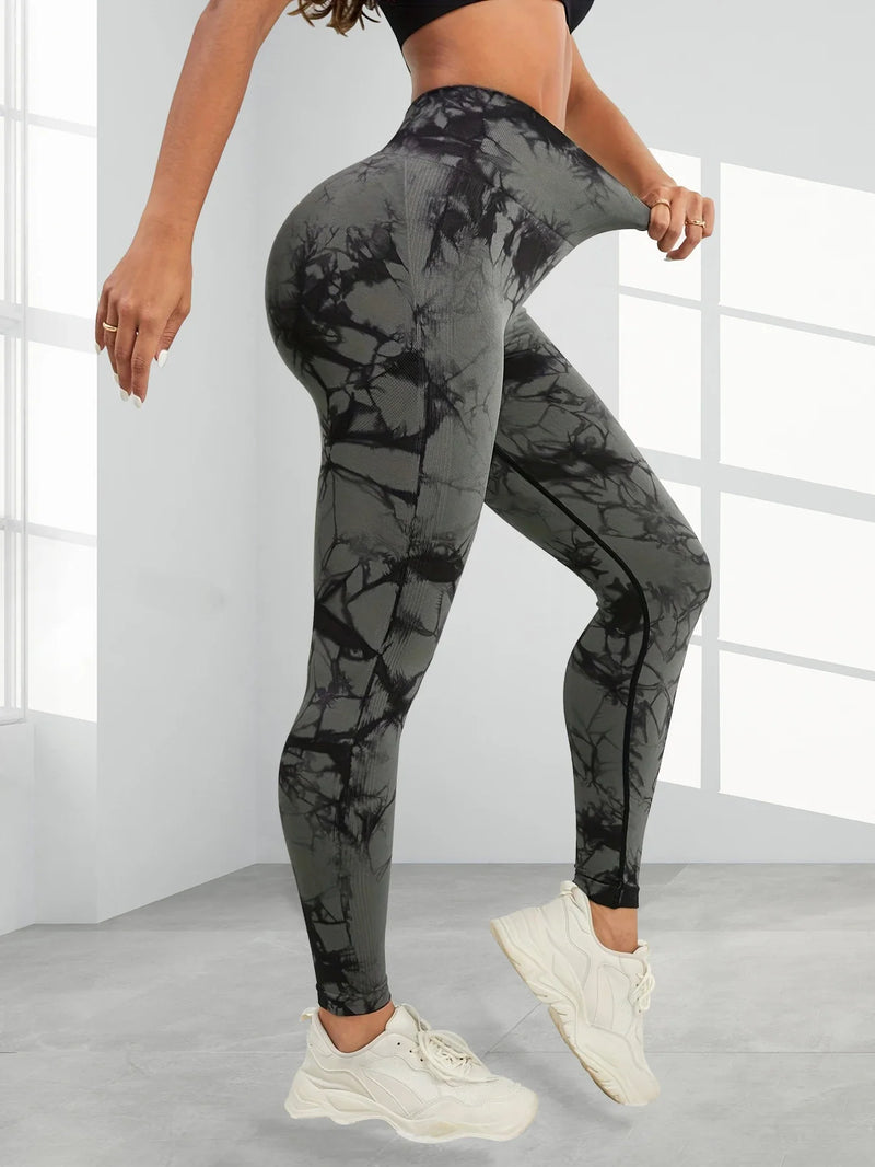 the GRANITE LEGGINGS - Tie-Dye High-Waist Tummy Control High-Elastic Fitness Running Sports Leggings