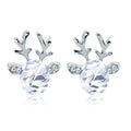 the REINDEER GEMS - Animal Deer Stud Earrings Small Antler Earrings Crystal Stone Christmas Gift Jewelry