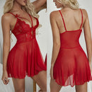 the NIGHTINGALE - Lace Lingerie V-Neck Strap Night Dress Sleepwear Sexy Women Underwear Red Sexy Lingerie Set Sexy Nightgown Babydoll Sleepwear