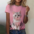 the CUTESY CAT - Cute Cat Pattern 3D Print Short Sleeve Casual Fashion Oversized T-Shirts