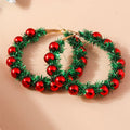 the JOLLY COLLECTION - Fashion Merry Christmas Wreath Circle Hoop Earrings New Year Party Festival Jewelry Gifts