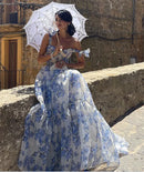 the DAMSEL - Spring/Summer New European and American Off Shoulder Women's Fashion Organza Fairy Long Dress Elegant Evening Dress