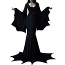 the MORTICIA ADDAMS - Gothic Winter Flared Sleeve Witch Dress Addams Family Fishtail Dress Halloween Costume