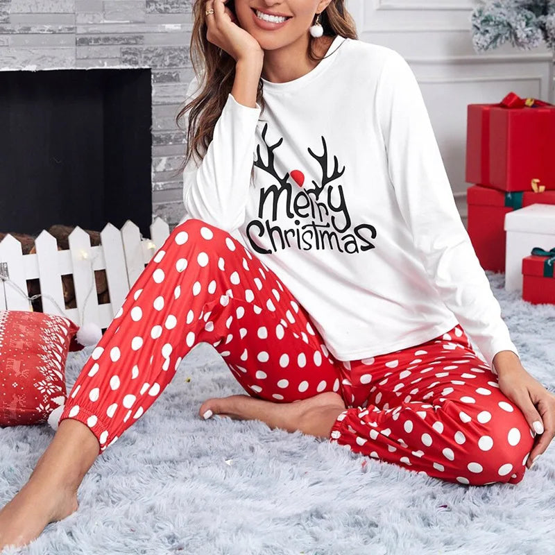 the CHRISTMAS PJS - New Home Pajamas Women's Christmas Printed Long-Sleeved Set