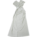 the SATIN SAND - Women Ruched Diagonal Collar Shorts Sleeve Waistless Slits Street Trend Elegant Long Bodycon Dress