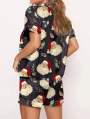 the COWGIRL CHRISTMAS - Silk Christmas Print Pajama Sets Satin Red Green Long Sleeve Shirt Long Pants Sleepwear Loungewear for Xmas Home