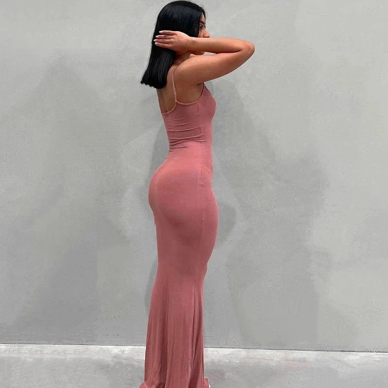 the MONA - Elegant Sexy Bodycon Slip Sleeveless Backless Maxi Dress