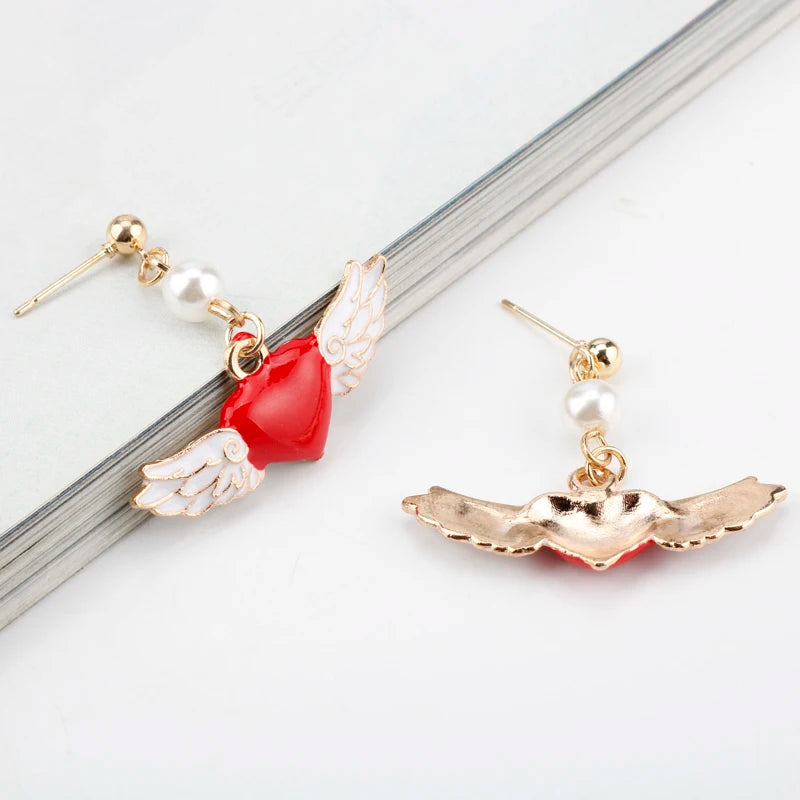 the GLAM GIRL COLLECTION - Earrings Time Key Moon Stick Crystal Pearl Dangle Earrings Kawaii Christmas Gift