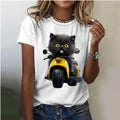 Leisure Sports Women's T-shirt Top Summer New Round Neck Short Sleeve 3D Printing Element Cat Pattern Women's T-shirt Clothing