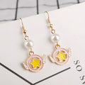 the GLAM GIRL COLLECTION - Earrings Time Key Moon Stick Crystal Pearl Dangle Earrings Kawaii Christmas Gift