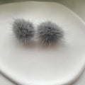 the FURBALL COLLECTION - Genuine Mink Fur Ball Fur Pom Pom Stud Earrings SoftJewelry Cute Christmas Gift