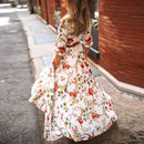 the ROSE GARDEN - Spring/Autumn Vintage Flower Floral Print Maxi Dress, Office Lady Fashion Elegant Long Sleeve O-Neck Dresses for Women