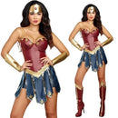 the WONDER WOMAN - Adult Wonder Woman Costume Superhero Halloween Party Cosplay Superwomen Outfits Leather Fancy Dress Carnival Uniform
