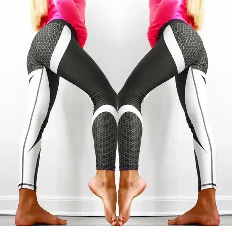 the HONEYCOMB LEGGINGS - Printed Yoga Pants Push Up Professional Running Fitness Gym Sport Leggings Tight Trouser Pencil Leggings