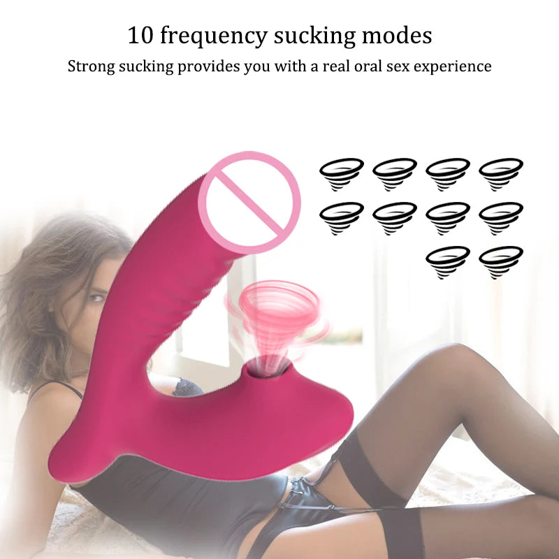 the ORAL PLEASURE - Sucking Vibration 2-in-1 Vibrator 10-Speed Oral Sex 10-Speed Vibration Clitoris Stimulation Vaginal Massage Female Sex Toy