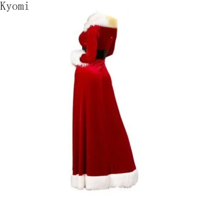 the SANTA BABY - Hot Women Sexy Deep V Neck Christmas Cosplay Costumes Halloween Festival Uniform Long Dress Santa Clause for Women Sexy Lingerie