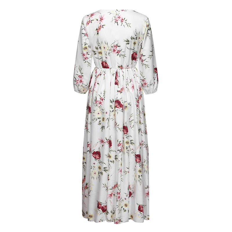 the ROSE GARDEN - Spring/Autumn Vintage Flower Floral Print Maxi Dress, Office Lady Fashion Elegant Long Sleeve O-Neck Dresses for Women