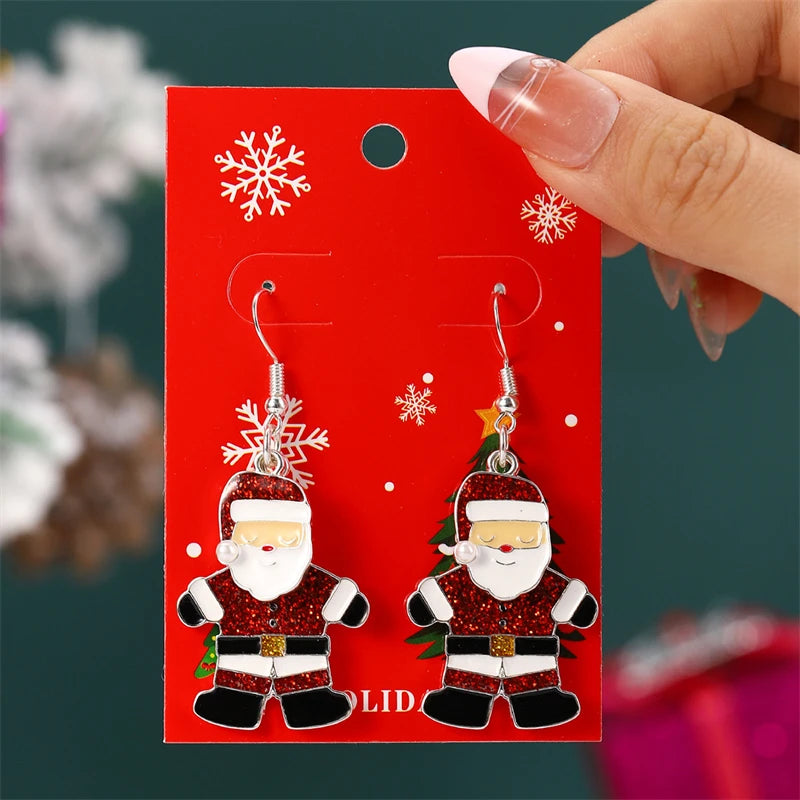 the NOEL COLLECTION - Plush Christmas Tree Earrings Cute Rhinestone Santa Claus Bells Drop Earring Xmas New Year Holiday Jewelry