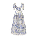 the BRIDGERTON - Spring/Summer Women's Off Shoulder Floral Long Dress, Fashion Long Dress European and American Women's Wear