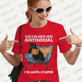 the ANTI-SOCIAL - Funny Cat Reading Book T-Shirt for Women