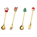 the SPOONFUL - 4pcs Christmas Elk Head Shape Stainless Coffee Spoon New Year Christmas Decoration Table Decor for Home Navidad Gifts