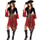 the PIRATE CAPTAIN - Red Pirate Costume Pirate Captain Adult Steampunk Dress Halloween Masquerade Pirate Dress with Hat Belt