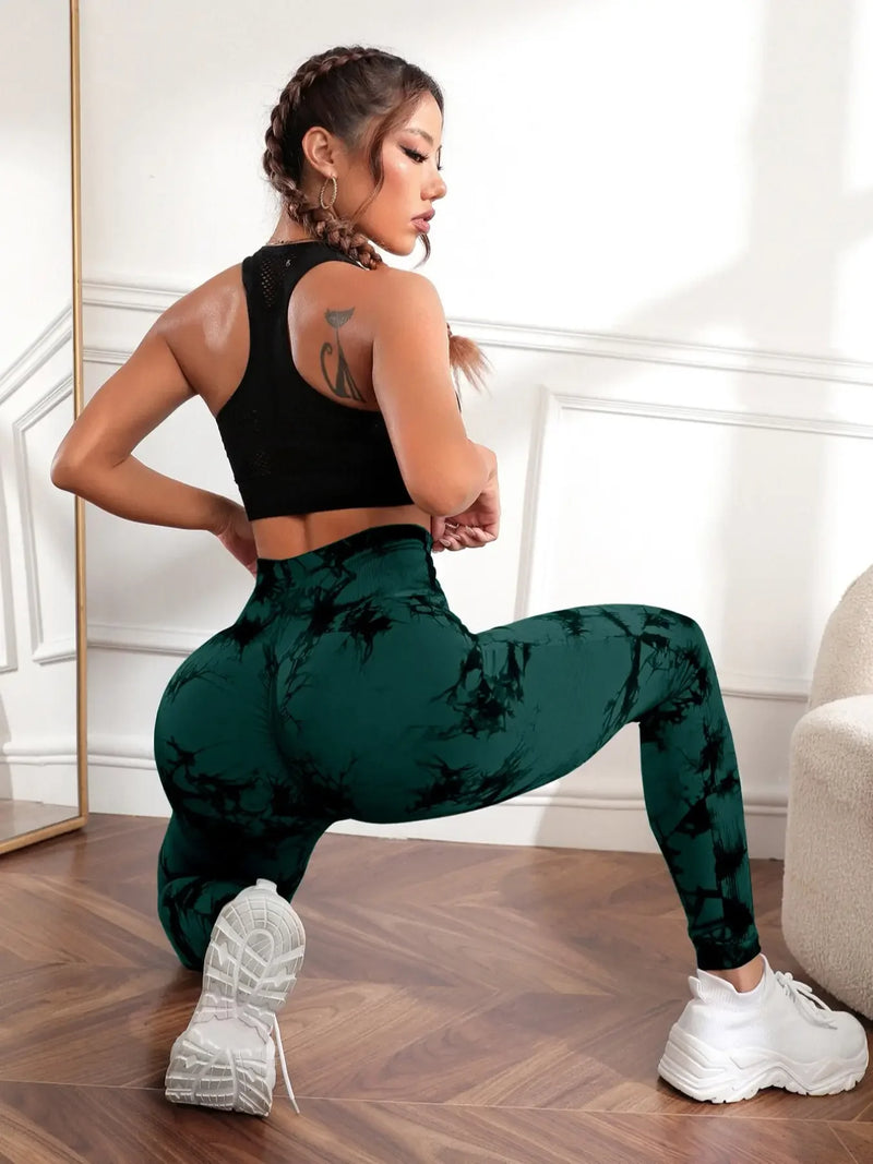 the GRANITE LEGGINGS - High Waisted Buttocks Lifted Belly Contracted Tie-Dyed Gym Yoga Leggings Sportswear