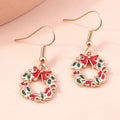 the JOLLY COLLECTION - Fashion Merry Christmas Wreath Circle Hoop Earrings New Year Party Festival Jewelry Gifts