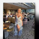 the RUFFLE MY FEATHERS - Women Summer Strapless Fashion Organza Fairy Long Elegant Evening Dress, Ruffles High Waist Loose Maxi Dress