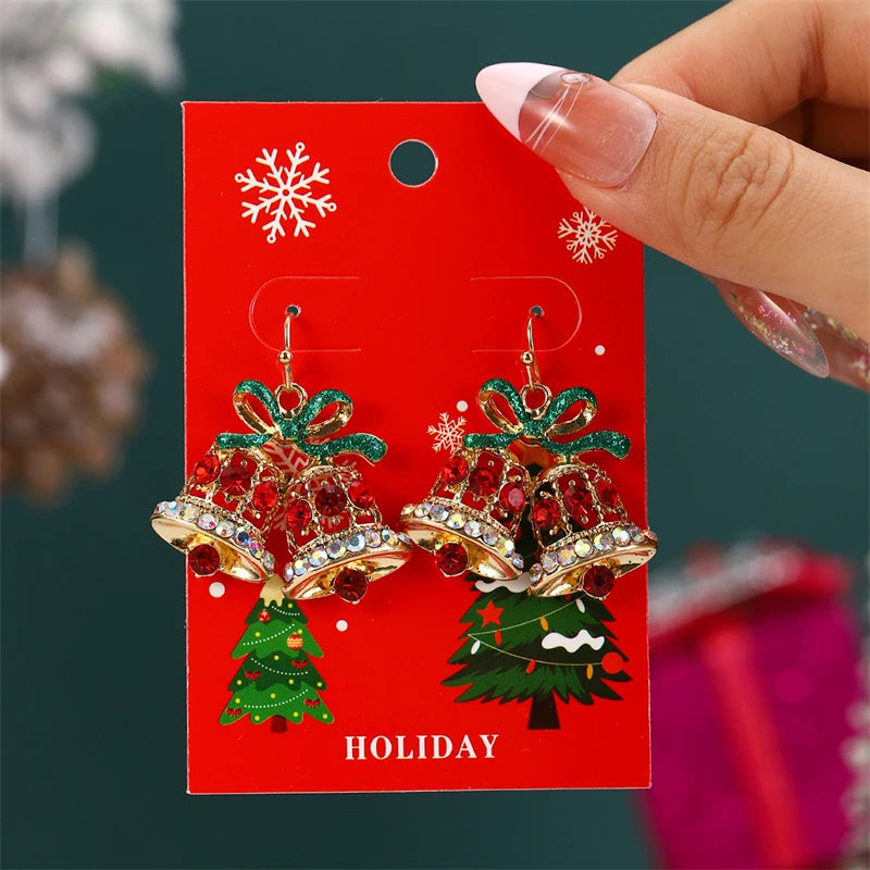 the NOEL COLLECTION - Plush Christmas Tree Earrings Cute Rhinestone Santa Claus Bells Drop Earring Xmas New Year Holiday Jewelry