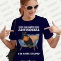 the ANTI-SOCIAL - Funny Cat Reading Book T-Shirt for Women