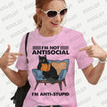 the ANTI-SOCIAL - Funny Cat Reading Book T-Shirt for Women