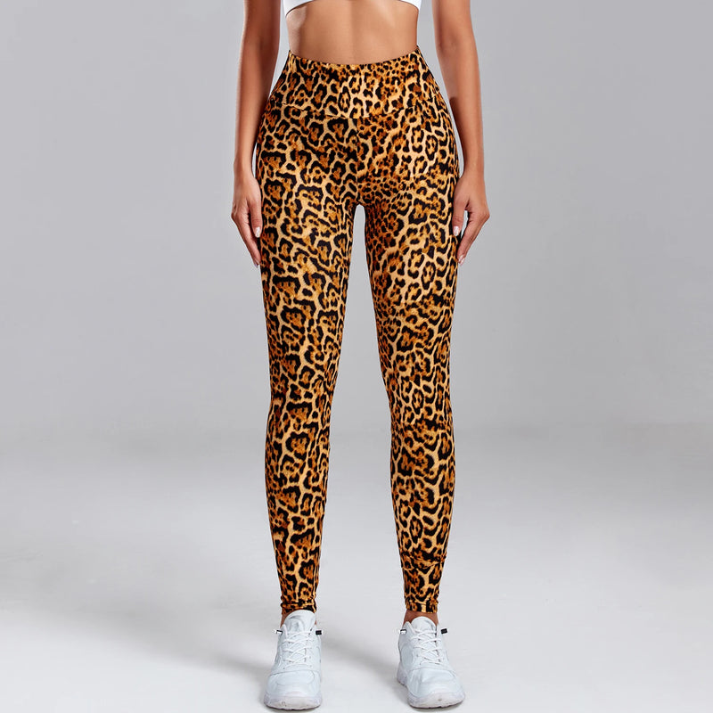 the LEOPARD LEGGINGS - Leopard Print Leggings Fitness Women High Waist Sexy Yoga Pants Scrunch Butt Booty Leggings