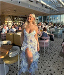 the RUFFLE MY FEATHERS - Women Summer Strapless Fashion Organza Fairy Long Elegant Evening Dress, Ruffles High Waist Loose Maxi Dress